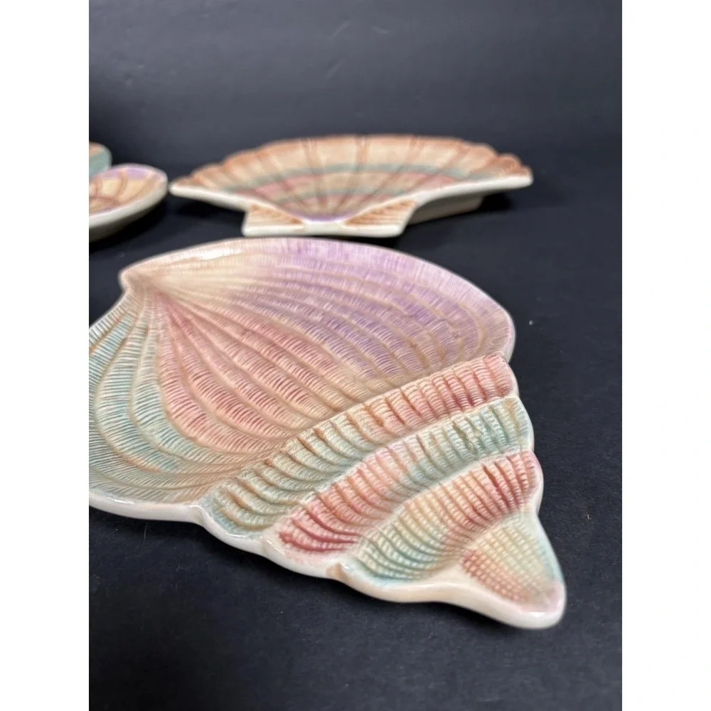 Vintage 1996 Fitz & Floyd Caribbean Seashell Salad Plates Set of 4 Box